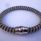 Faceted black and silver bead bracelet