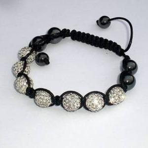 White Shamballa crystal bracelet