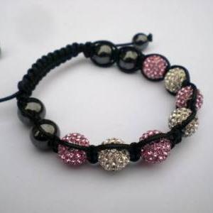 White and Pink Shamballa bracelet